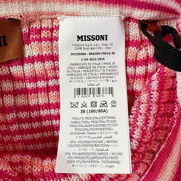 NEW Missoni Striped High Waisted Ribbed Knit Midi Skirt Pink White Size 2 - Picture 12 of 15